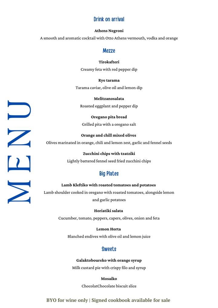 Friday 20th March - 1x Set Menu + BYO