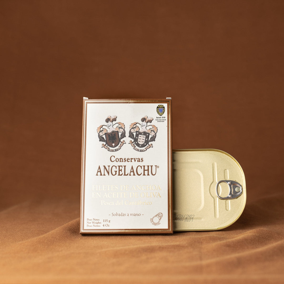 Omeio Artisanal Deli Tinned Seafood Gourmet Cantabrian Fillets of Anchovies in Olive Oil 115g